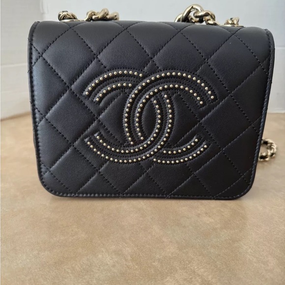 Chanel Quilted Lambskin Studded Flap Bag - Picture 2 of 14